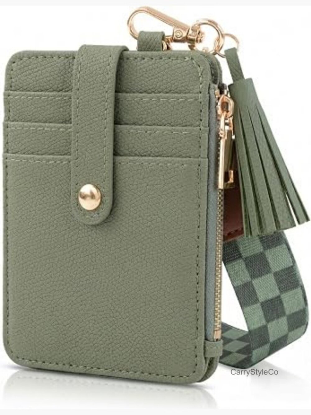 Wristlet Keychain Wallet Card Holder with ID Window & Zip Pocket